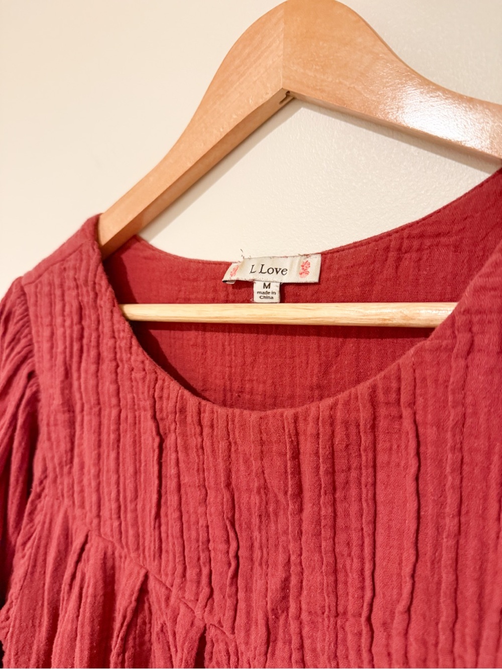 Women's Red Gauze Peasant Tunic Top - Picture 2 of 5